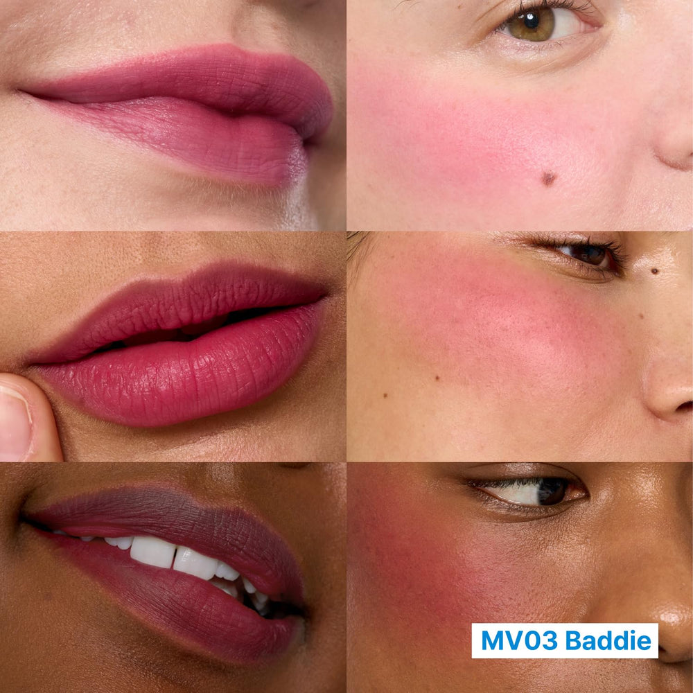Fwee Blurry Pudding Pot lip swatch demonstrates creamy-to-powder finish for comfortable wear.