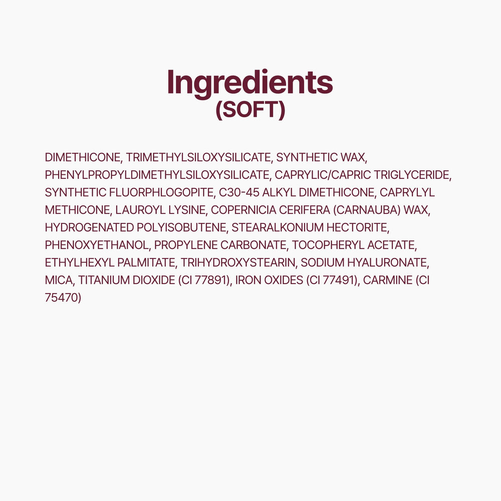 Fwee soft powder finish reduces heaviness while retaining color.