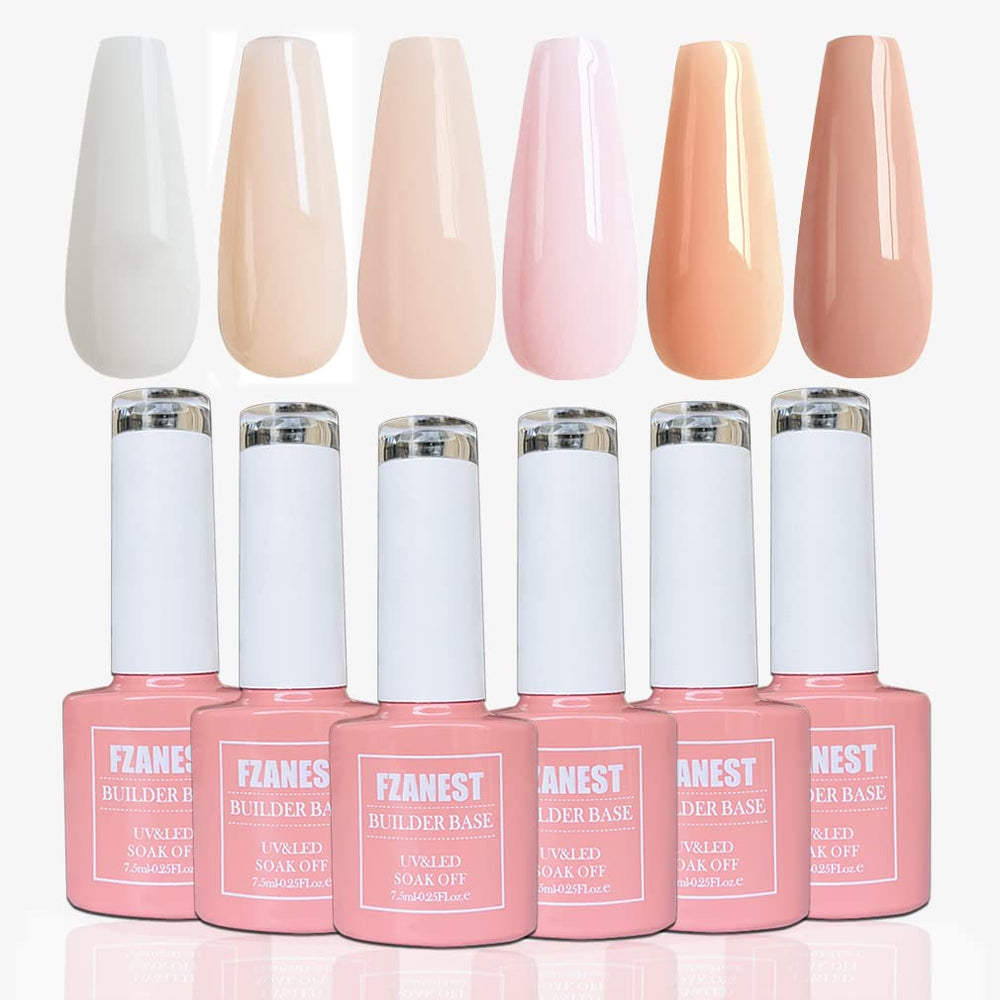 FZANEST rubber base builder gel kit bottle close-up for smooth nail foundations
