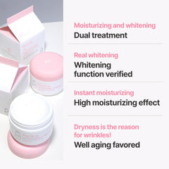 G9SKIN White In Moisture Cream face application—quick absorption for makeup-ready skin.