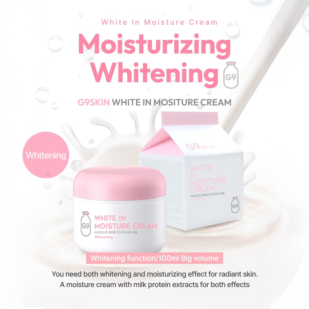 G9SKIN White In Moisture Cream texture closeup—soft, non-greasy finish for daily use.