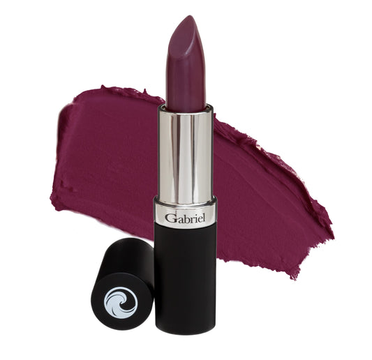 Gabriel Cosmetics Lipstick Meritage Dark Wine swatch shows rich color and creamy finish