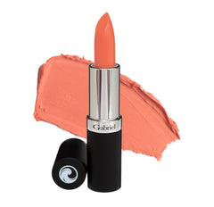 Gabriel Cosmetics Lipstick Salmon Warm Creme swatch shows rich color and hydration