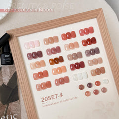GAOY 20 jelly color swatches showing translucent shades for custom nail looks.