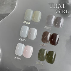 GAOY 6-color gel nail polish pack with nude, gray, and green shades