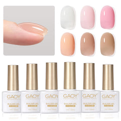 GAOY 6 Colors Builder Gel set packaging showcases vibrant, salon-ready options for at-home nails.