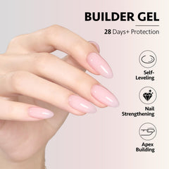 GAOY brush-on builder gel application demonstrates smooth, self-leveling formula for even coverage.