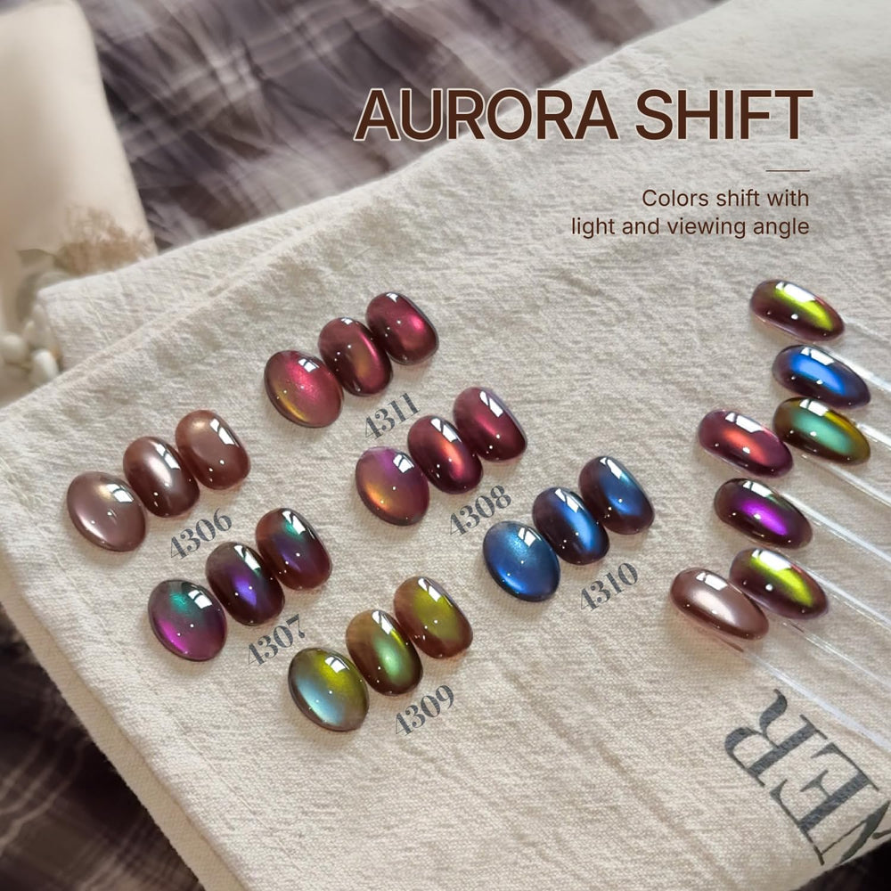 GAOY Aurora Shift red glitter gel polish provides eye-catching shimmer with magnetic cat-eye effect