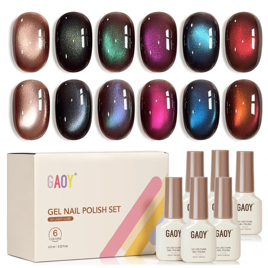 GAOY Brown Chameleon Cat Eye Kit with magnet for customizable glitter effects on nails