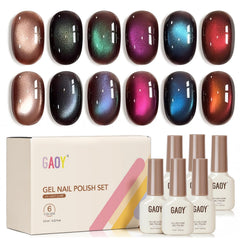 GAOY Brown Chameleon Cat Eye Kit with magnet for customizable glitter effects on nails