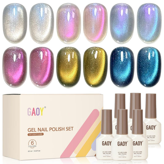 GAOY Aurora Reverie packshot showing cat eye gel set with magnet for dazzling nails