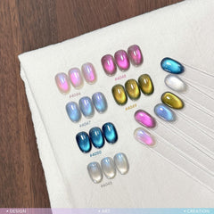 GAOY pink holographic gel showing luminous cat eye finish