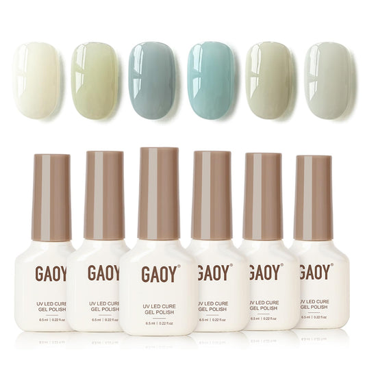 GAOY Coastal Breeze milky pink mist gel polish for a creamy, translucent manicure.