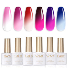 GAOY color changing gel nail polish set with six mood-shifting colors for home use.