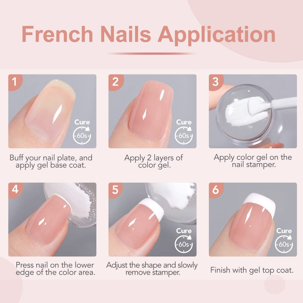 GAOY French Manicure Kit white gel polish for classic tip contrast and brightness.