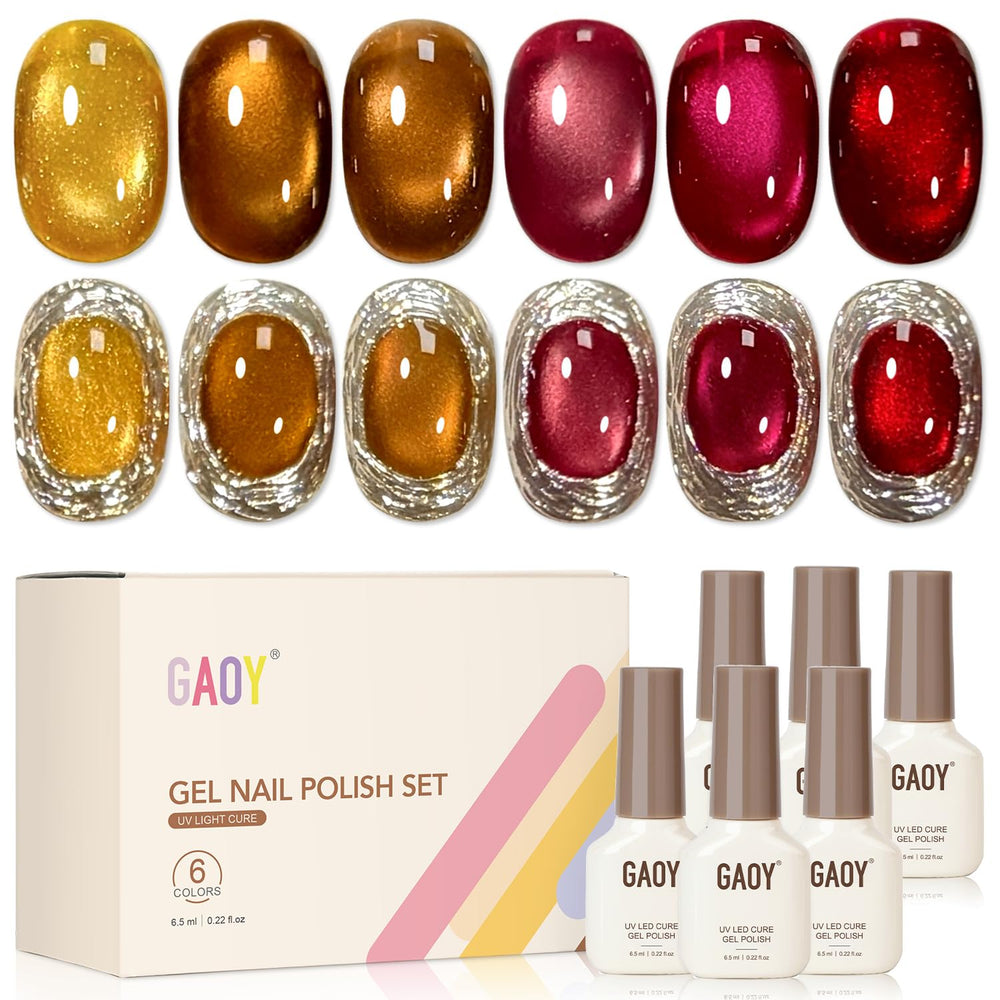 GAOY glitter cat eye gel bottle close-up with shimmering finish.