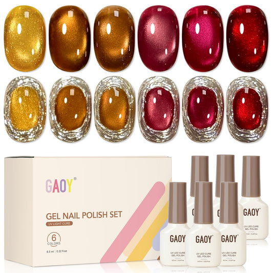 GAOY glitter cat eye gel bottle close-up with shimmering finish.