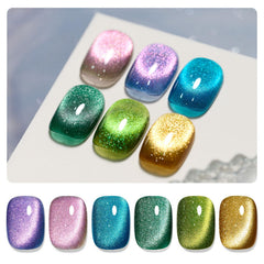 GAOY Glitter Cat Eye gel nail polish set bottles show vibrant colors for stunning nails.