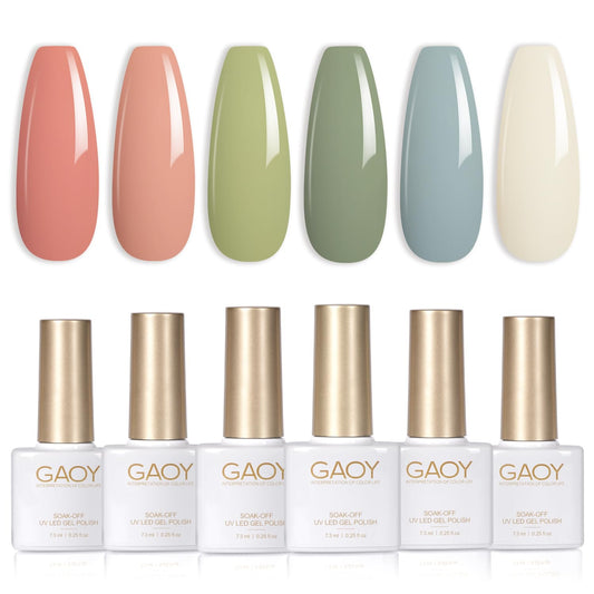 GAOY Green White Spring gel bottle close-up showing vibrant colors for at‑home manicures.