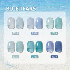 GAOY Jelly Blue gel polish under UV light shows quick 60 second cure