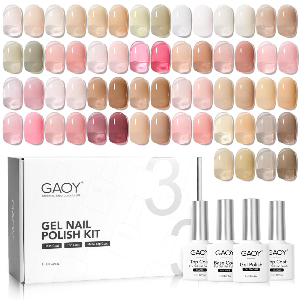 GAOY Jelly Gel Nail Polish Kit packaging showcases a 33-piece at-home manicure set