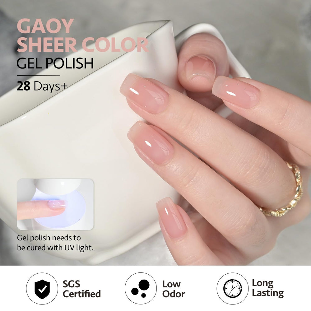 GAOY Jelly Nude Sheer Nude gel polish for versatile nude finishes and shine.