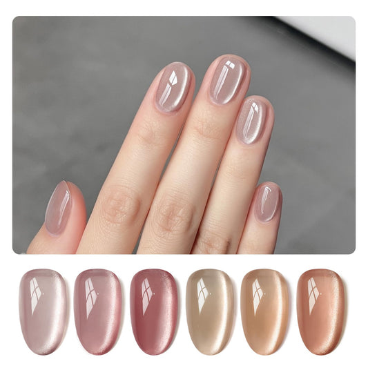 GAOY jelly pink silver cat eye polish kit for shimmering home nails and versatile styles