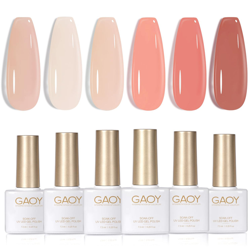 GAOY milky pink jelly nude bottle showing translucent shades for at-home gel nails.