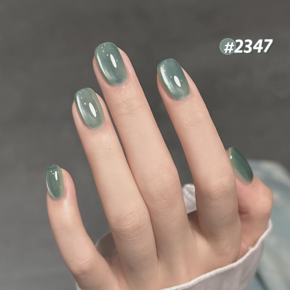 GAOY mint-green jelly glitter cat eye gel close-up for chic home nail art