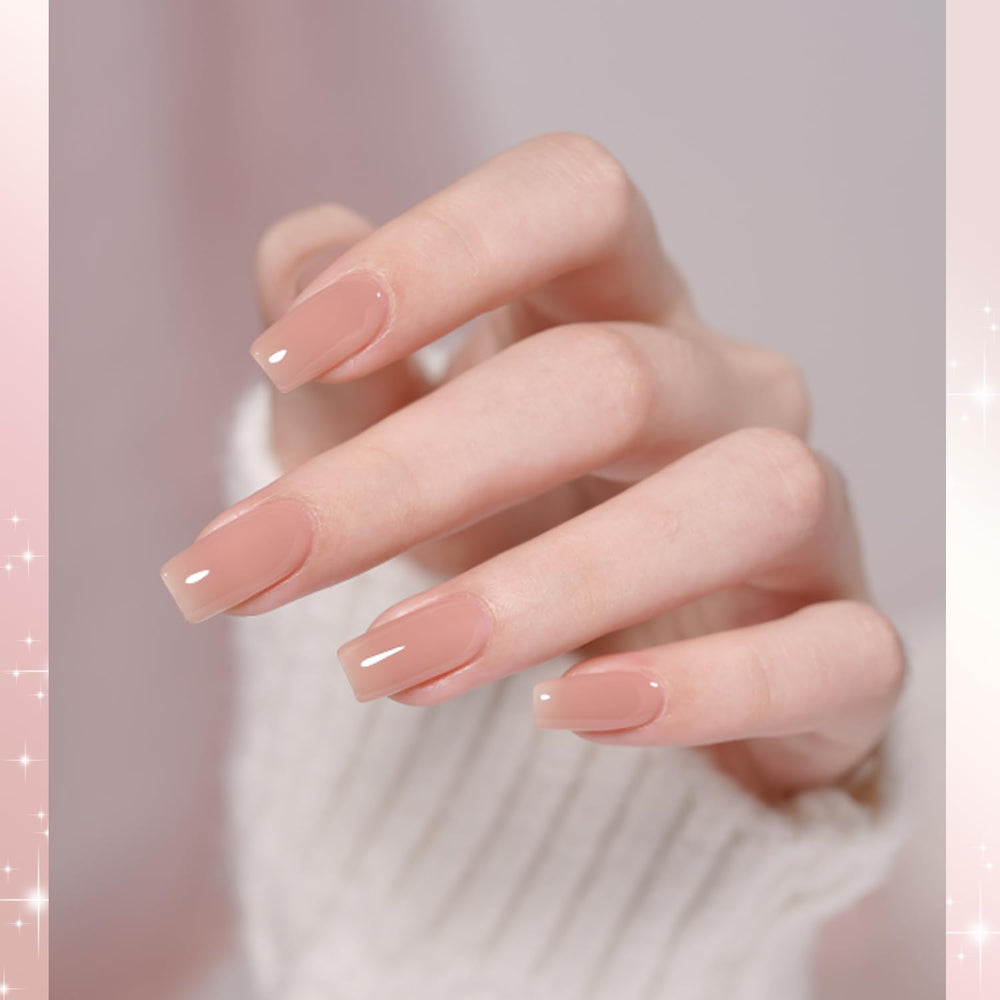 GAOY Nude Jelly Gel Polish milky pink brown shimmer is ideal for DIY at-home manicures.