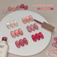 GAOY pink peach reflective sparkle gel hue adds luxurious shine.