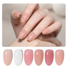 GAOY rubber base gel set swatches show nude to pink hues for versatile at-home manicure