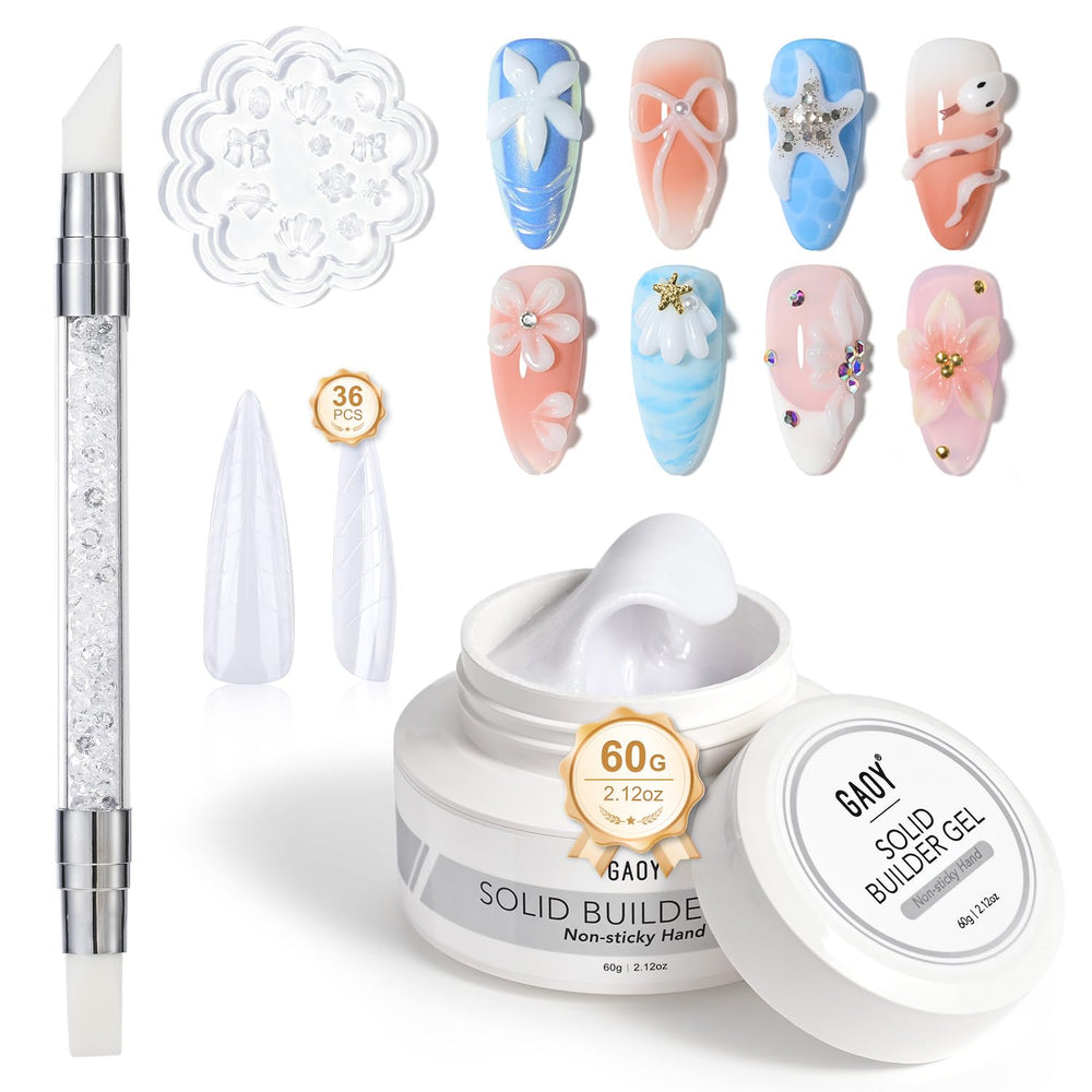 GAOY solid builder gel nail art mold set enables precise 3D designs and extensions.