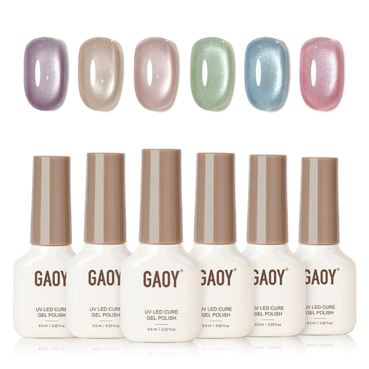 GAOY cat eye glitter gel with magnet for customizable shimmer.