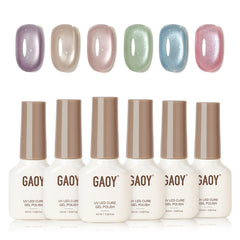 GAOY cat eye glitter gel with magnet for customizable shimmer.