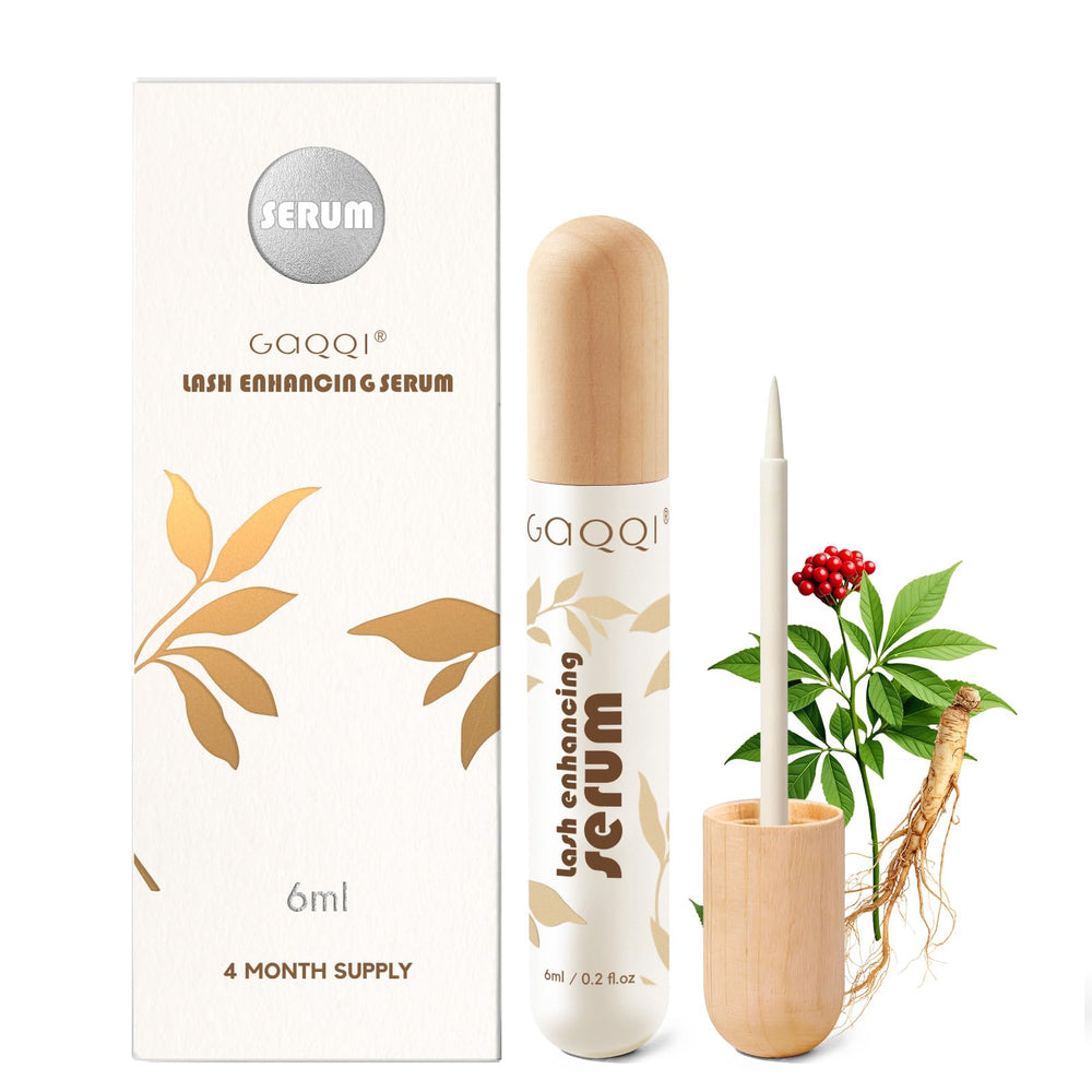 GAQQI lash serum bottle with applicator ready for daily use to boost lash growth.