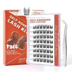 GAQQI self-adhesive lash clusters packaging shows compact, travel-friendly design.