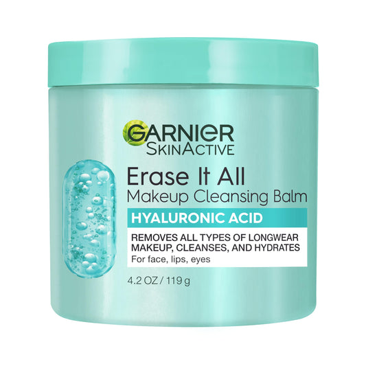 Garnier Erase It All cleansing balm applied to dry skin for makeup removal