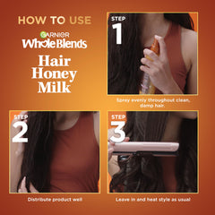 Garnier Honey Milk supports all hair types with a light, non-weighing finish.