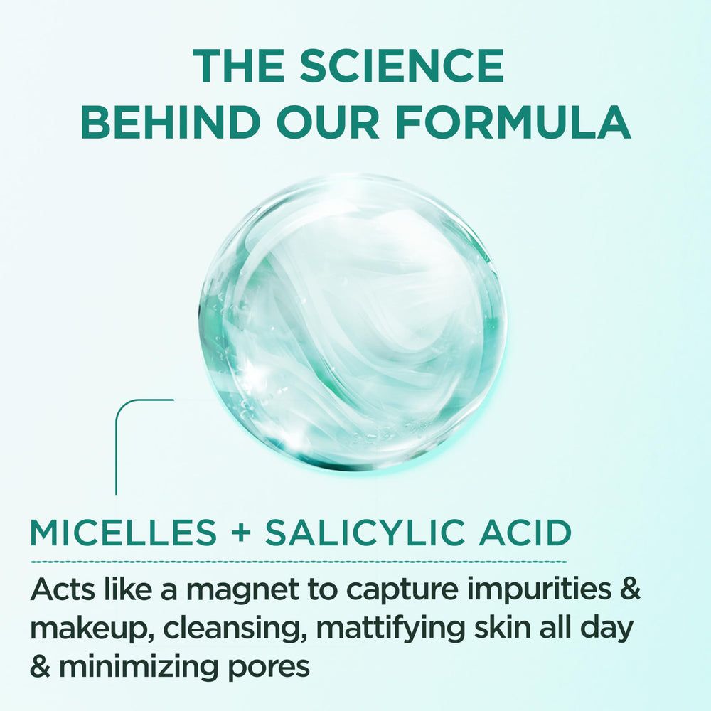 Garnier Micellar Water removing makeup with micelles in action.