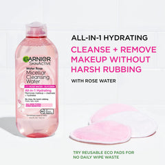 Garnier Micellar Water bottle back view highlights two-pack packaging
