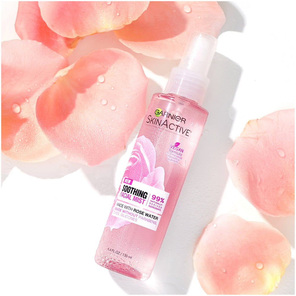 Garnier SkinActive Rose Water Mist makeup-ready hydration.