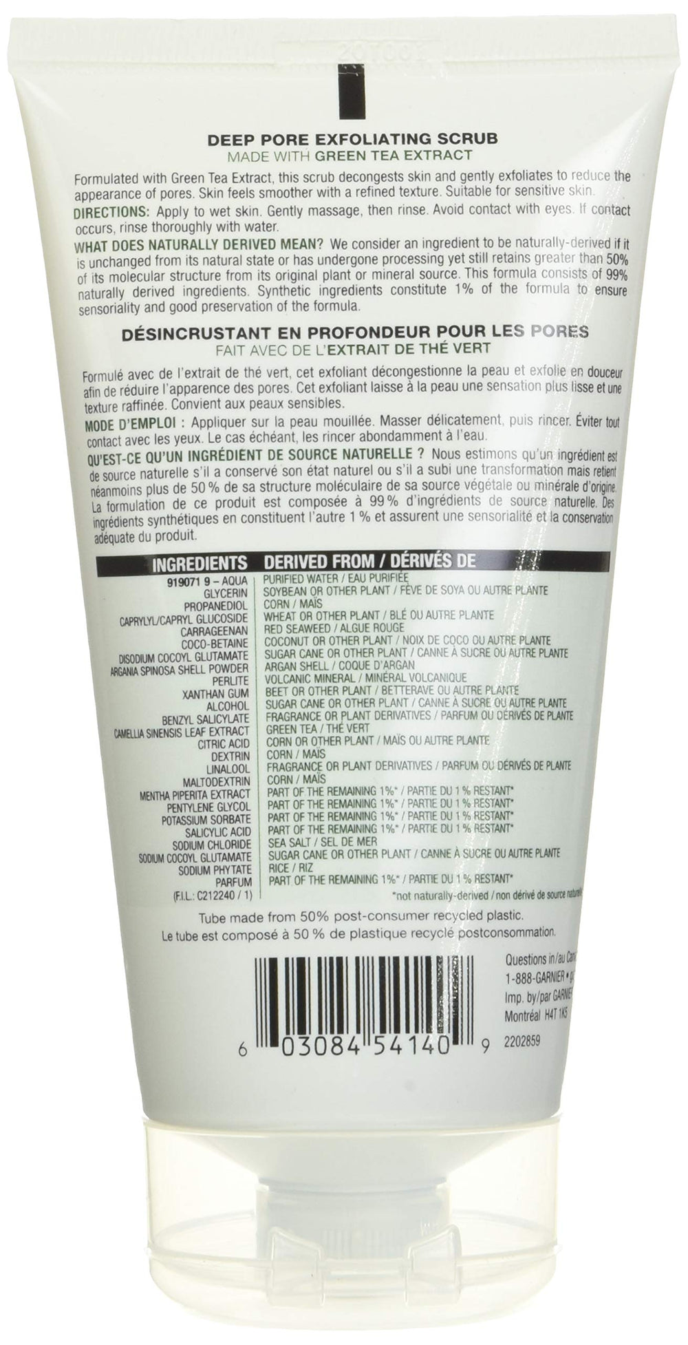 Garnier SkinActive scrub massaged on wet skin during routine.