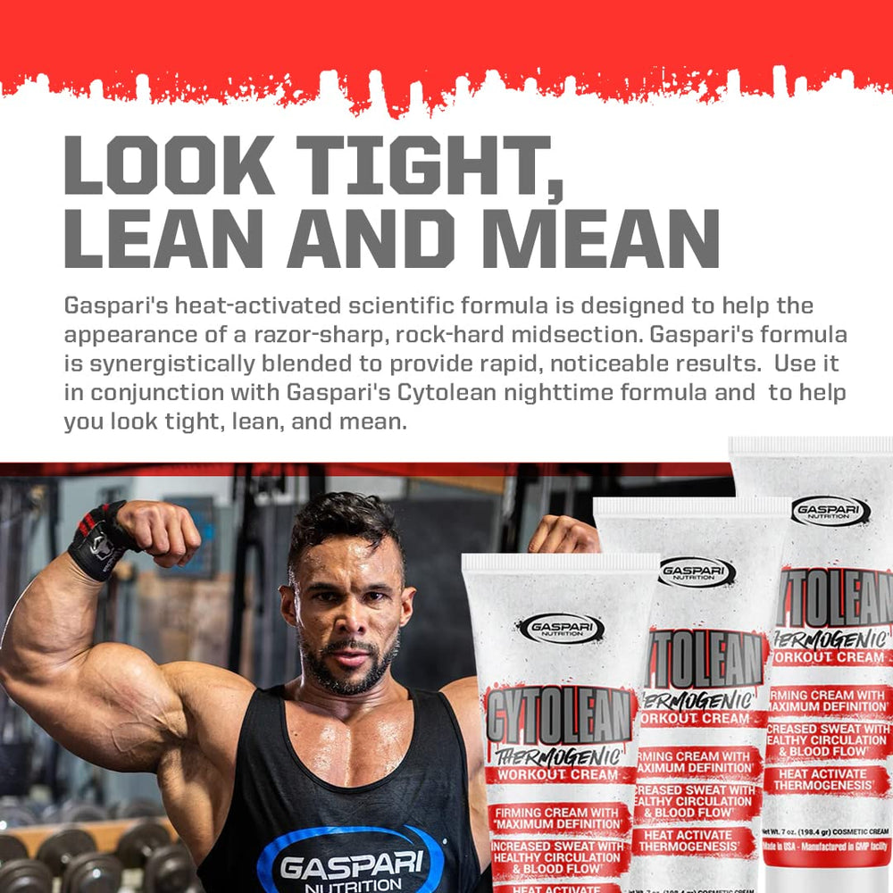 Gaspari Nutrition Cytolean Cream massage action for post-workout firming.