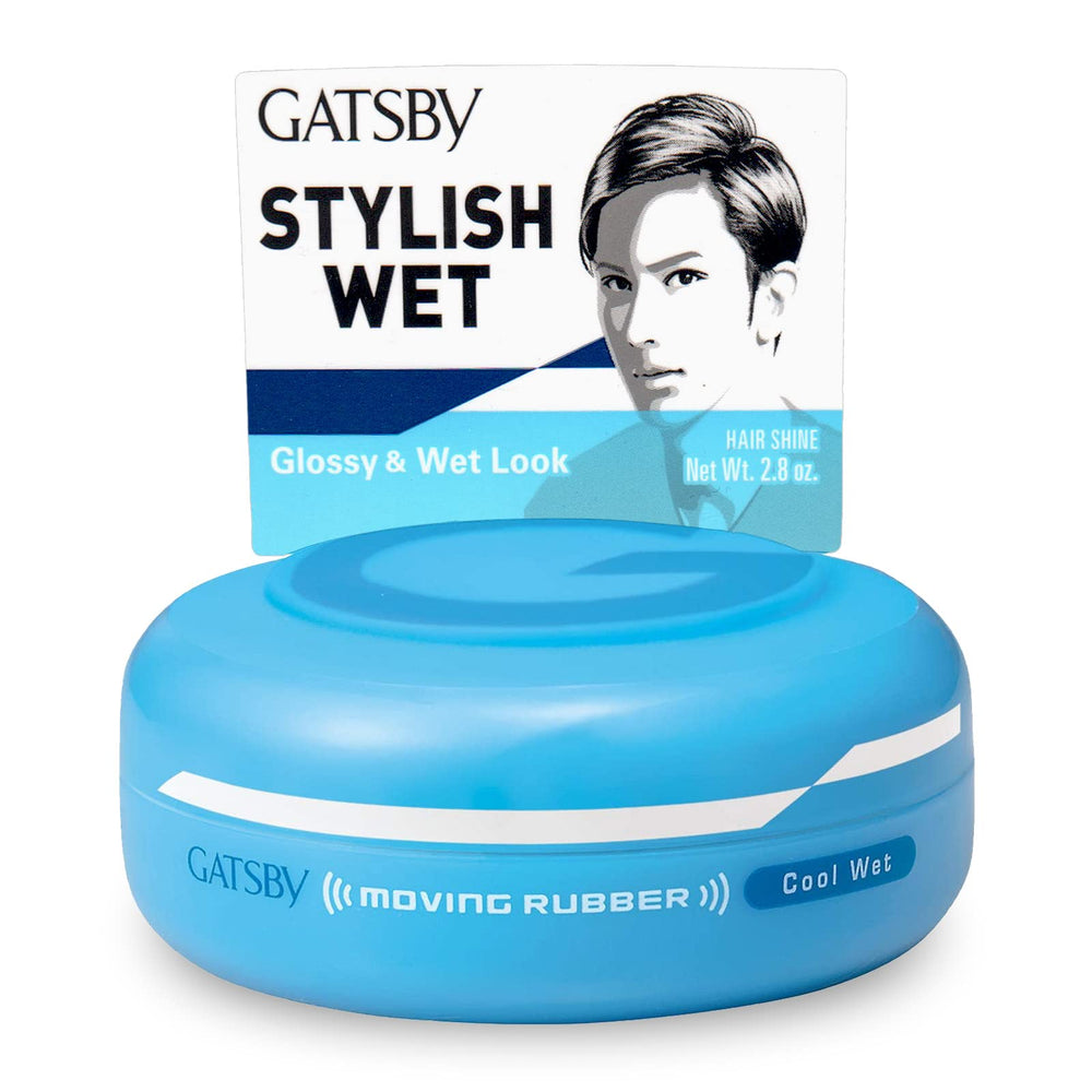 Gatsby Moving Rubber Cool bottle shows sleek wet-look styling potential.