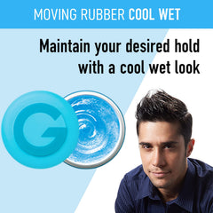 Gatsby Moving Rubber Cool texture swatch demonstrates flexible hold and shine.