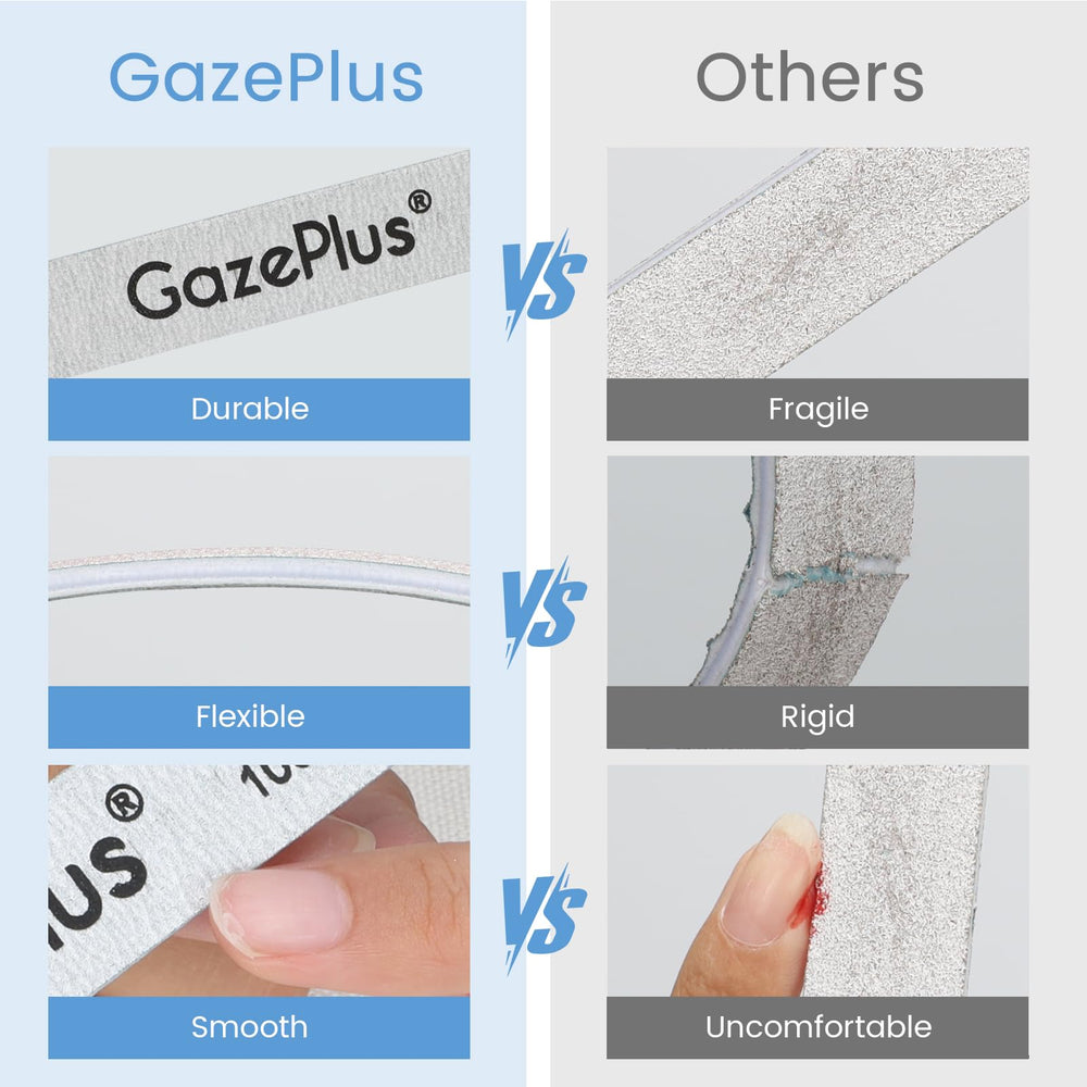 GAZEPPLUS zebra nail files image emphasizing soft edges and protective finish.