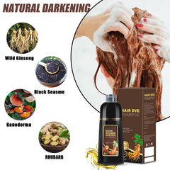 GDRFNP Hair Dye Shampoo gray coverage before-after look with natural dark brown shade.