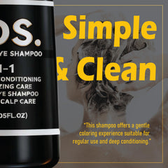 GDS Dye Shampoo Black-Color-Swatch demonstrates visible coverage on strands.