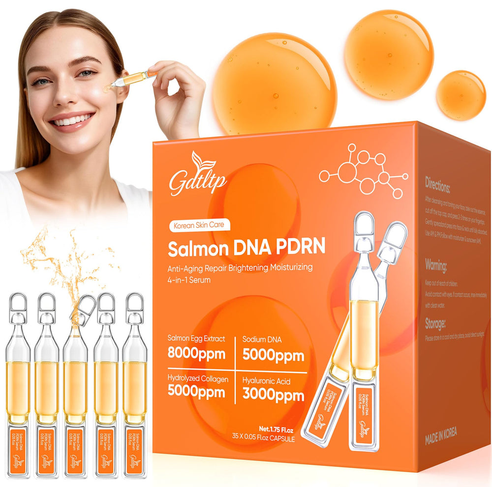 GDTLTP Salmon DNA Serum bottle close-up showing anti-aging formulation for radiant skin
